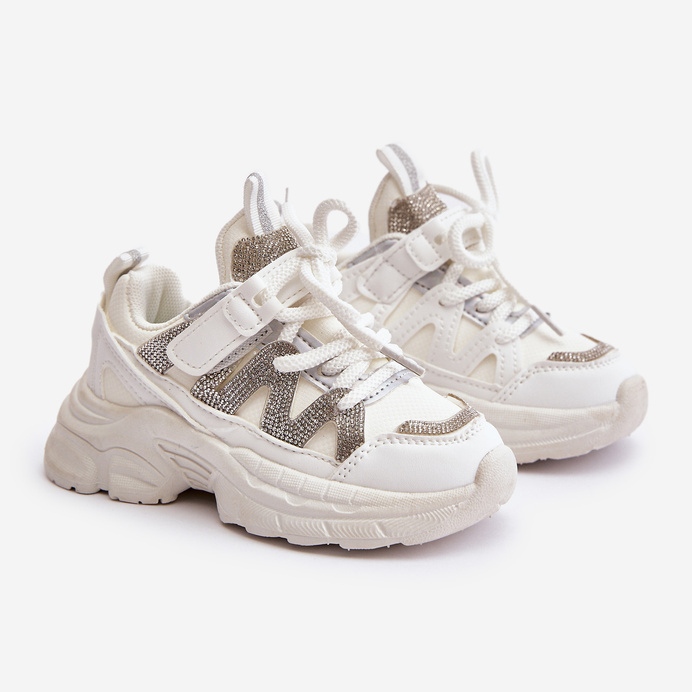 Zapatillas deportivas para niños con pedrería, blanco Rianalla 1