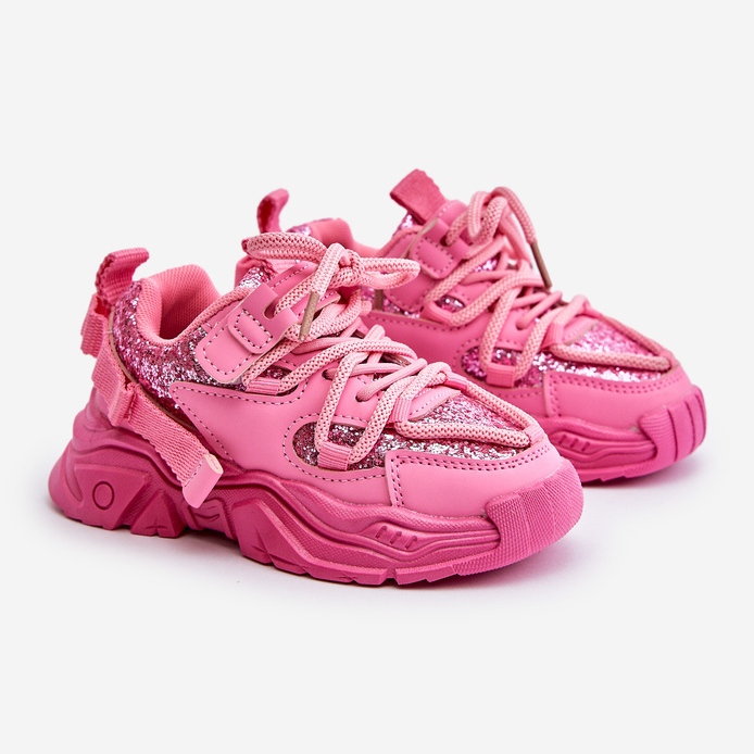 Zapatillas Infantiles Decoradas con Lentejuelas, Rosa Liatoma 1