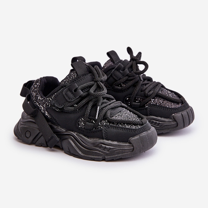 Zapatillas deportivas para niños decoradas con lentejuelas, Black Liatoma negro 1