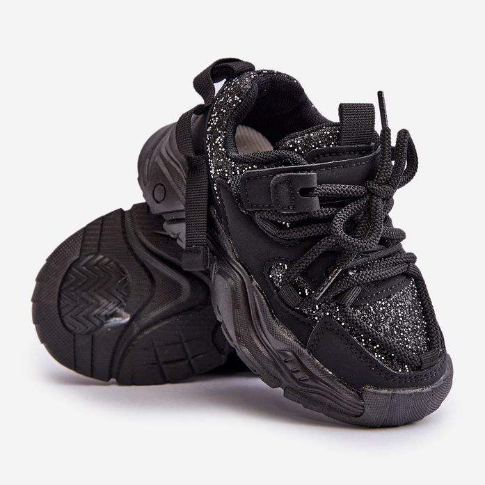 Zapatillas deportivas para niños decoradas con lentejuelas, Black Liatoma negro 2