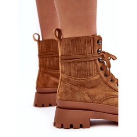 Botas aisladas encaje para mujeres -up mujeres camello marrón 4