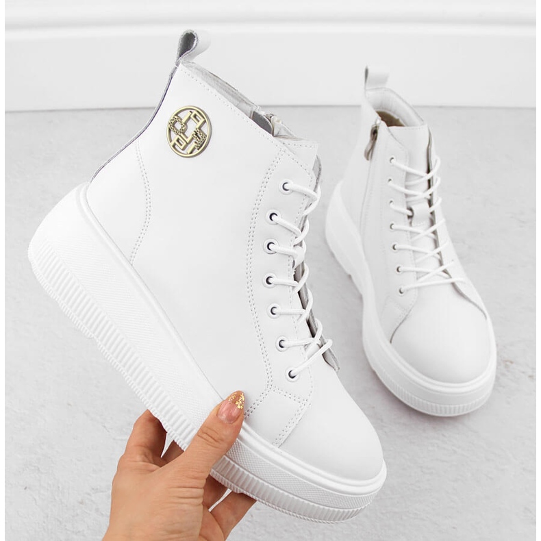 Botines de mujer blancos de piel con plataforma de Filippo DBT6374 1