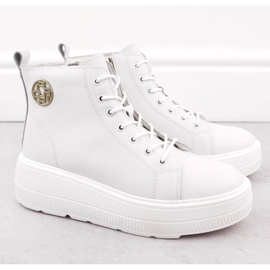 Botines de mujer blancos de piel con plataforma de Filippo DBT6374 2