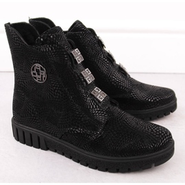 Botines de mujer de piel negra con plataforma de Filippo DBT6360 negro 2