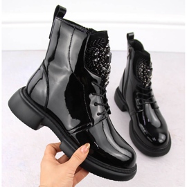 Botines de mujer charol negro con piedras Filippo DBT6568 1