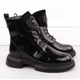 Botines de mujer charol negro con piedras Filippo DBT6568 2