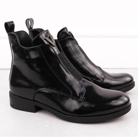 Botines de mujer de charol con circonitas negras de S.Barski negro 2