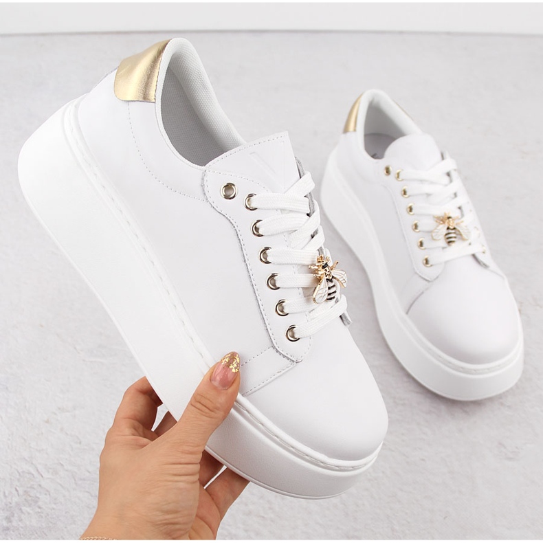 Deportivas de piel con plataforma, blanco Vinceza 89101 1