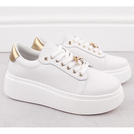 Deportivas de piel con plataforma, blanco Vinceza 89101 2