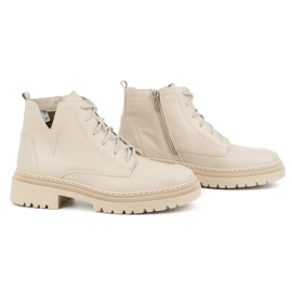 Olivier Botas de invierno de piel con aislamiento para mujer 1246, beige 2