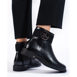 W. Potocki Botines bajos negros con tacón plano de Potocki 3