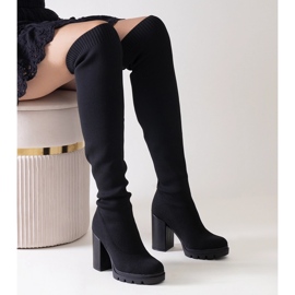 Botas slip-on largas negras de tacón Lija negro 2