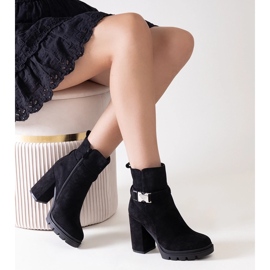 Botines negros de tacón adornados con hebilla Torhia 2