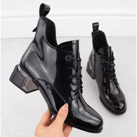 Botines de mujer charol negro tacón D&amp;A S.Barski Colección Premium CR42-025 1