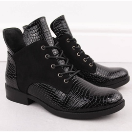 Botines de mujer en charol, negro, Vinceza 16477 2