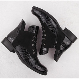 Botines de mujer en charol, negro, Vinceza 16477 3