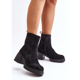 Botas de mujer de ante ecológico con tacón alto Meriluna negro cálido 6