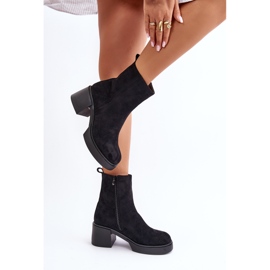 Botas de mujer de ante ecológico con tacón alto Meriluna negro cálido 2