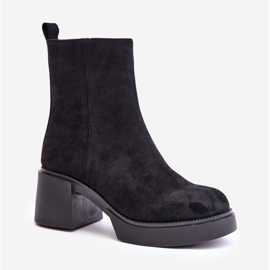 Botas de mujer de ante ecológico con tacón alto Meriluna negro cálido 4