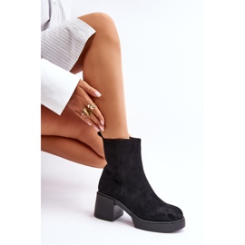 Botas de mujer de ante ecológico con tacón alto Meriluna negro cálido 5