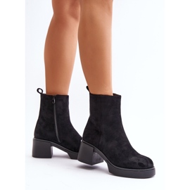 Botas de mujer de ante ecológico con tacón alto Meriluna negro cálido 7