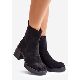 Botas de mujer de ante ecológico con tacón alto Meriluna negro cálido 1