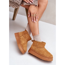 Botas de nieve de plataforma baja para mujer aisladas con piel Camel Saldren marrón 10