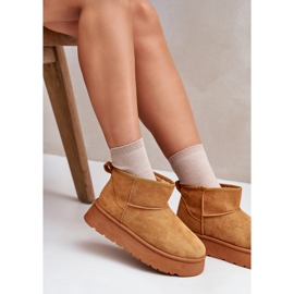 Botas de nieve de plataforma baja para mujer aisladas con piel Camel Saldren marrón 11