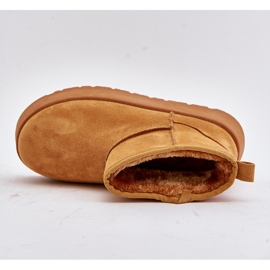 Botas de nieve de plataforma baja para mujer aisladas con piel Camel Saldren marrón 3