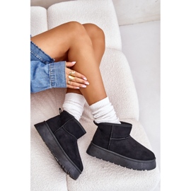 Botas De Nieve Bajas De Mujer Saldren Negras Con Plataforma, Forradas Con Piel negro 2 Botas De Nieve Bajas De Mujer Saldren Negras Con Plataforma, Forradas Con Piel negro 2