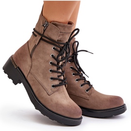Botines altos obreros con cremalleras, beige oscuro Maisa 9