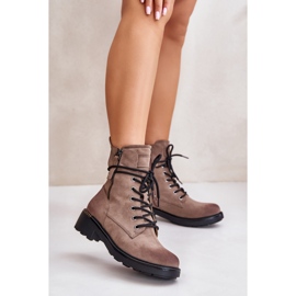 Botines altos obreros con cremalleras, beige oscuro Maisa 2
