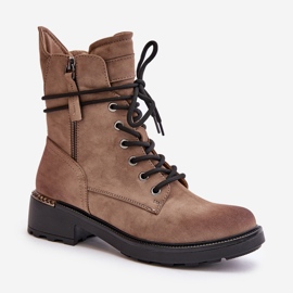 Botines altos obreros con cremalleras, beige oscuro Maisa 4