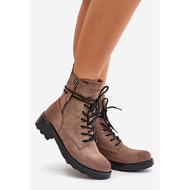 Botines altos obreros con cremalleras, beige oscuro Maisa 1