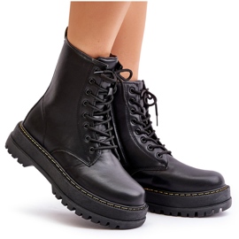 Botas de trabajo aisladas de cuero ecológico con cremallera, negro Naleli 10