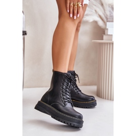 Botas de trabajo aisladas de cuero ecológico con cremallera, negro Naleli 2