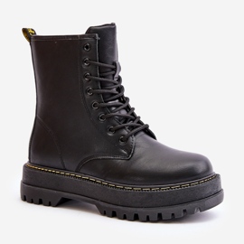 Botas de trabajo aisladas de cuero ecológico con cremallera, negro Naleli 4