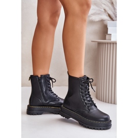 Botas de trabajo aisladas de cuero ecológico con cremallera, negro Naleli 5