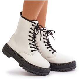 Botas de trabajo aisladas de cuero ecológico con cremallera, blanco Naleli 9