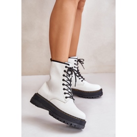 Botas de trabajo aisladas de cuero ecológico con cremallera, blanco Naleli 2