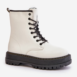 Botas de trabajo aisladas de cuero ecológico con cremallera, blanco Naleli 4