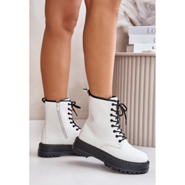 Botas de trabajo aisladas de cuero ecológico con cremallera, blanco Naleli 3