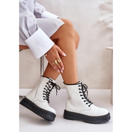 Botas de trabajo aisladas de cuero ecológico con cremallera, blanco Naleli 8