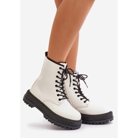 Botas de trabajo aisladas de cuero ecológico con cremallera, blanco Naleli 1