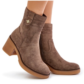Botines aislantes de mujer con tacón alto, marrón Vailia 10