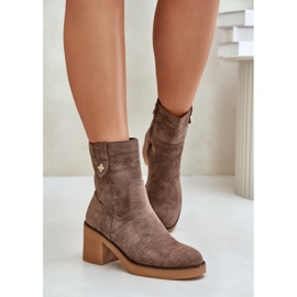 Botines aislantes de mujer con tacón alto, marrón Vailia 2