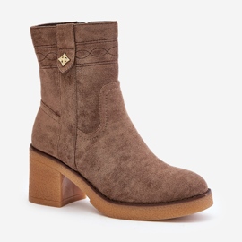 Botines aislantes de mujer con tacón alto, marrón Vailia 4