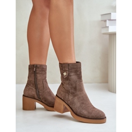 Botines aislantes de mujer con tacón alto, marrón Vailia 3