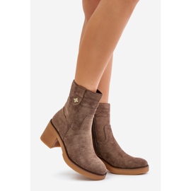 Botines aislantes de mujer con tacón alto, marrón Vailia 1