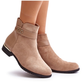 Botas de mujer con aislamiento beige y tacón plano con detalle dorado Ravasira 9